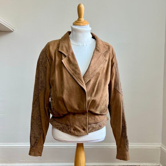 Vintage 80s Suzie’s Fashion Tan Leather Jacket S Blouson Bomber Brown - Picture 12 of 12